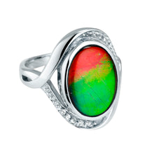 Load image into Gallery viewer, Sterling Silver Oval Ammolite Ring
