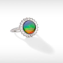 Load image into Gallery viewer, Ammolite Ring Sterling Silver SOLSTICE Round Ammolite Ring
