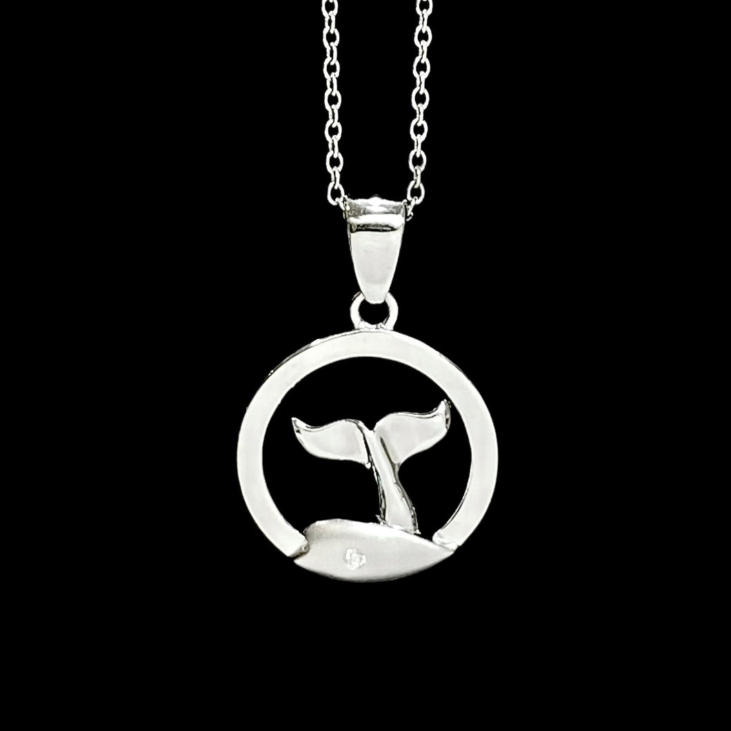 Whale Tail NORTHERN SPIRIT Sterling Silver Pendant with Canadian Diamond