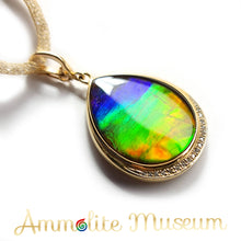 将图片加载到图库查看器，AURORA 14K Gold Classic Pear-shaped Ammolite Pendant
