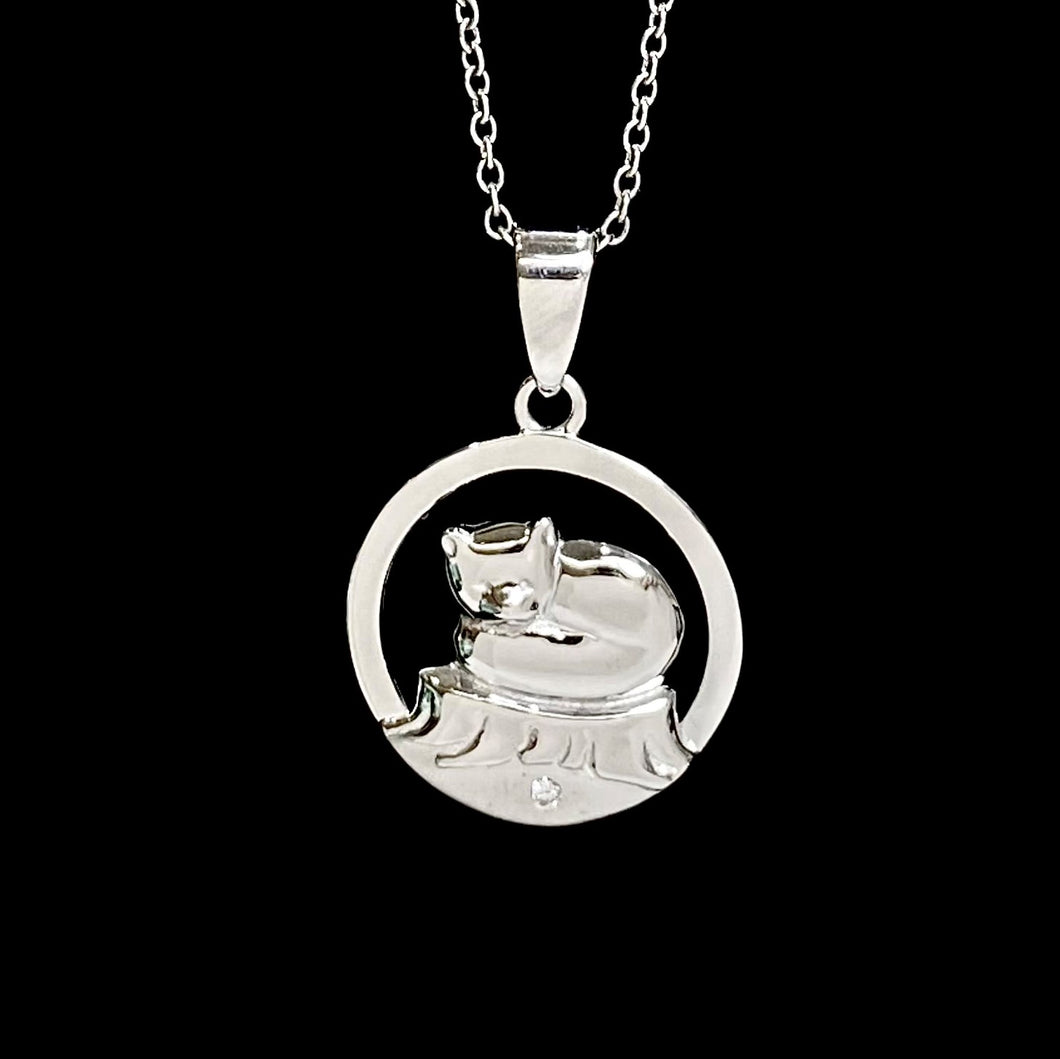 Arctic Fox NORTHERN SPIRIT Sterling Silver Pendant with Canadian Diamond