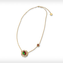 将图片加载到图库查看器，Ammolite Necklace 18k Gold Vermeil PROSPERITY Necklace with Garnet and White Topaz
