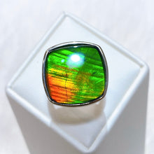 Load image into Gallery viewer, Ammolite Ring Sterling Silver ORIGINS Cushion Ammolite Ring
