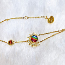 Load image into Gallery viewer, Ammolite Bracelet 18k Gold Vermeil PROSPERITY Bracelet with Garnet and White Topaz
