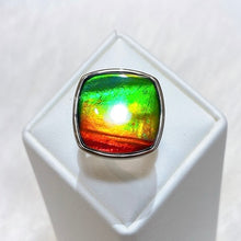 Load image into Gallery viewer, Ammolite Ring Sterling Silver ORIGINS Cushion Ammolite Ring
