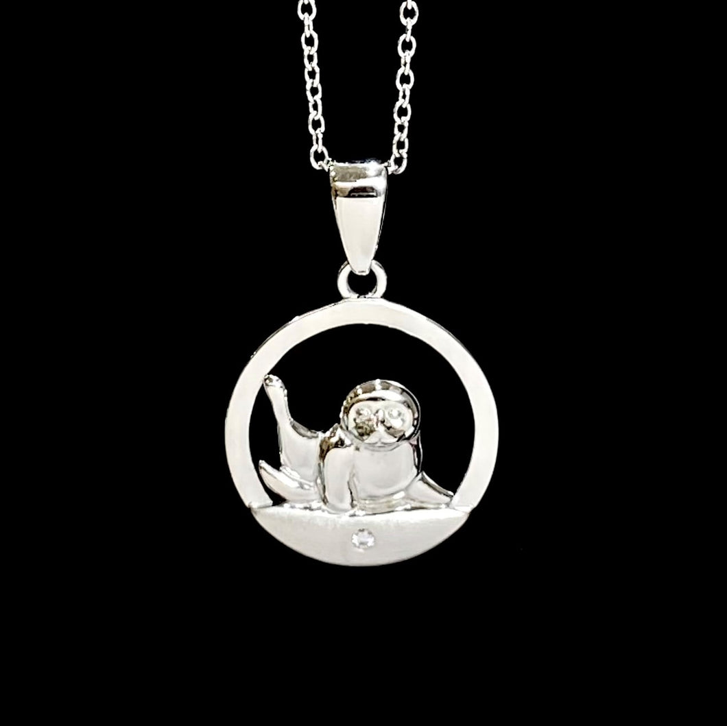 Seal Pup NORTHERN SPIRIT Sterling Silver Pendant with Canadian Diamond
